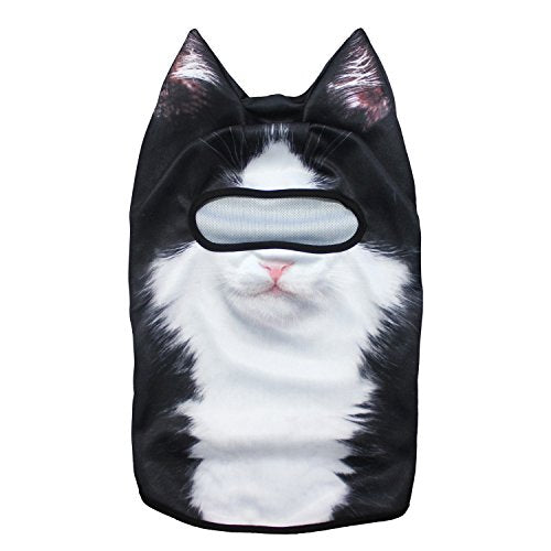 WTACTFUL 3D Animal Ears Balaclava, Breathable Face Mask for Halloween | Stand-Up Ears, Windproof Dustproof, Quick-Dry, No Fade Print, Soft, for Music Festivals Raves Ski Snowboard Moto Party - color: # British Bicolor Cat Meb-18