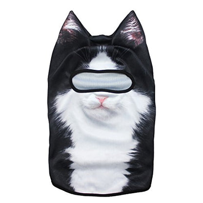 WTACTFUL 3D Animal Ears Balaclava, Breathable Face Mask for Halloween | Stand-Up Ears, Windproof Dustproof, Quick-Dry, No Fade Print, Soft, for Music Festivals Raves Ski Snowboard Moto Party - color: # British Bicolor Cat Meb-18