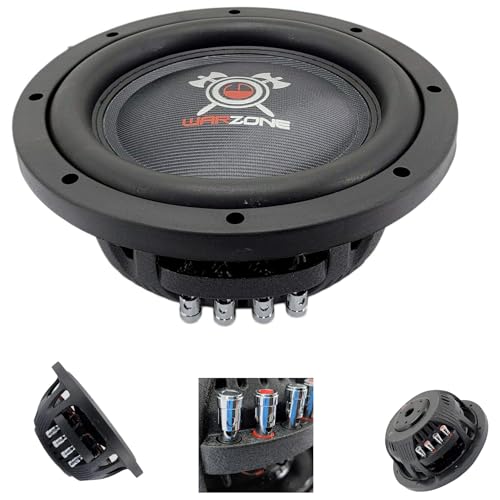 Gravity Warzone WZ10D4-1 10 Inch 1200 Watt Max Power Elite Car Audio Shallow Subwoofer 4 Ohm DVC - Dual Voice Coil Stereo Competition Grade Sub - Single Subwoofer - size: 10 inch WZ 4Ω