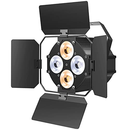 Stage Lights with Barn Doors, LED Par Lights Warm & Cool White COB Spotlights, Sound Activated DMX512 Professional Par Can Light for Theater Church Events Wedding Studio Concert 1 Pack - color: 1 PC