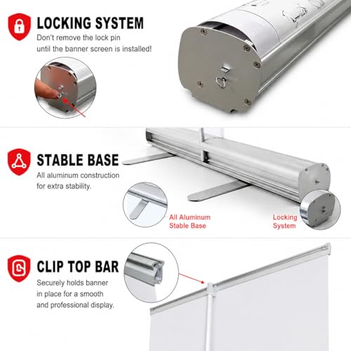 Retractable Roll up Banner Stand,Aluminum Roll Up Banner Display with Carrying Bag 36” x 80”for Trade Show Exhibition Store Displays (Stand Only) - size: 36 x 80 inch (Stand Only)