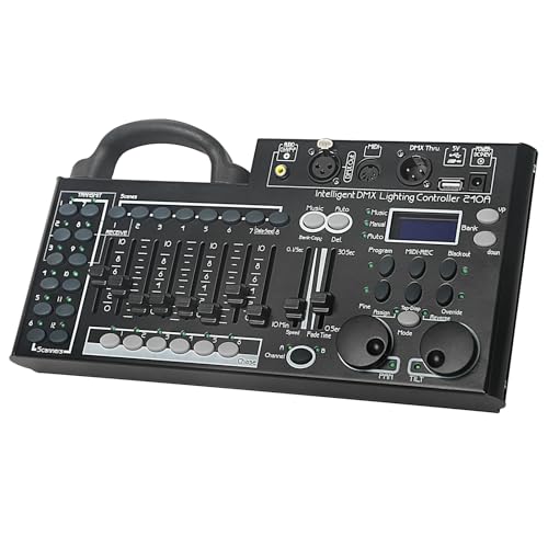 DMX Lighting Console, 240 Channels dmx 512 controller for dj lights, Equipped with USB data backup function Black - color: 240 Channel MiDi Data Backup