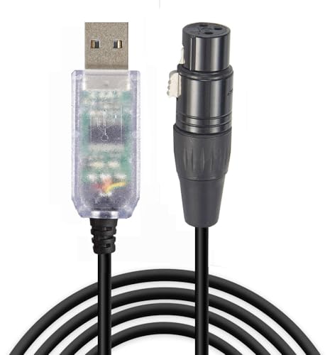USB to DMX Cable RS485 Adapter Converter 3PIN XLR Female DMX512 Interface Freestyler Software PC Control Dimmer Cable with FT232RL Chip Support Win10 Mac OS (3 Meters) - color: Black, style: Female Connector-3M