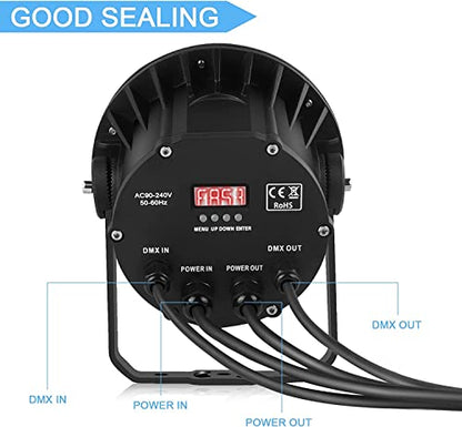 100W LED Par IP67 Waterproof Stage Lights, DMX512 Sound Activated Control RGBW for Outdoor Concert Club KTV Music Show Garden Wedding (4 Packs)