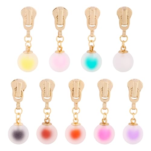 Sparkeads 9Pcs Round Alloy Resin Zipper Replacement Slider,Cute Zippers Sliders for Sewing,Metal Zipper Pull Replacement for DIY Tailor Craft Bag Luggage Clothing Wallet Costume Jacket Supplies-Ball - style: Ball
