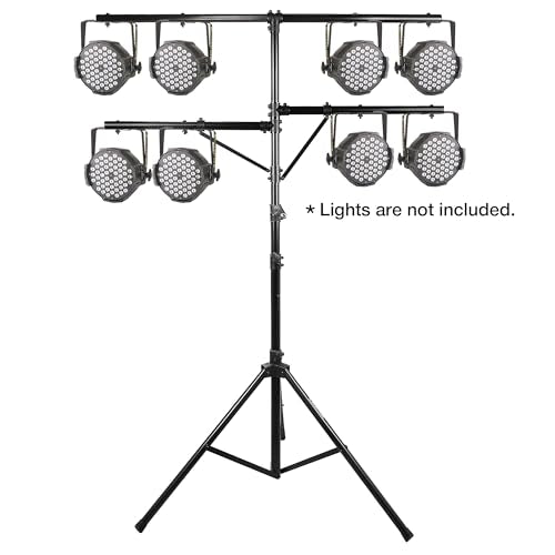 Sound Town DJ Lighting Stand, Height Adjustable, 12 ft Tall, with Side Bars and Tripod Base (STLS-M12) - color: Matte Black, size: 12ft