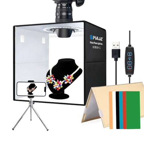 PULUZ 12"x12" Light Box Photography, 120 LED Photo Studio Box CRI95 | Adjustable Range 1%-100%, 6 PVC Backdrops, 3 Reflection Boards, Multi-angle Photography, Portable and Foldable - size: 12 Inch