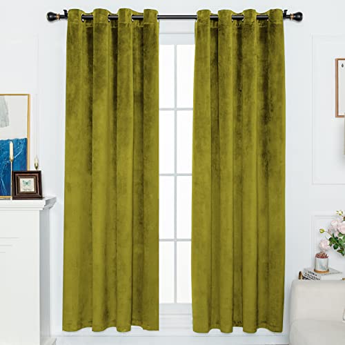 Grommet Window Curtains Drapes Blackout Drape Panels Lights Blackout Window Treatment Curtain Sets 2 Panels 52Wx84L Inch Olive Green - color: Olive Green, size: 84"W x 52"L (Pack of 2)