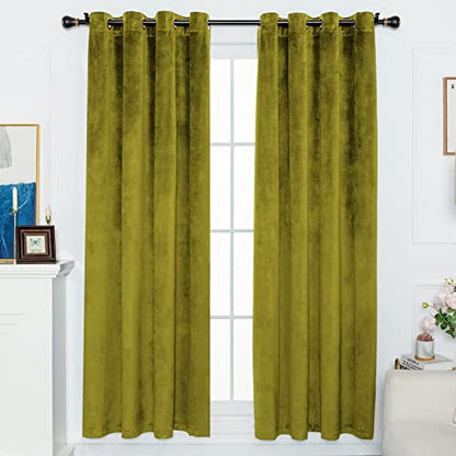 Grommet Window Curtains Drapes Blackout Drape Panels Lights Blackout Window Treatment Curtain Sets 2 Panels 52Wx84L Inch Olive Green - color: Olive Green, size: 84"W x 52"L (Pack of 2)