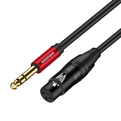 Balanced XLR to 1/4 Audio Cable, 50FT Jack 6.35mm (1/4 inch) TRS Male to XLR Female Signal Interconnect Mic Cable for Mixer, Audio Sound Consoles, Power Amplifier - Red - color: Red, size: 50FT/15M