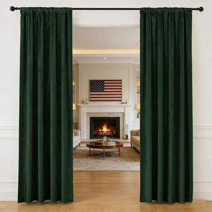 nanbowang Dark Green Velvet Curtains - 42 Inches Width 72 Inches Long Soft Curtain Rod Pocket Thermal Insulated Window Treatment for Bedroom 2 Panels - color: Dark Green, size: 42"W x 72"L (Pack of 2)