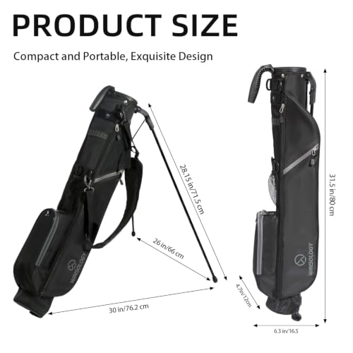 Small Golf Stand Bag Lightweight Golf Easy Carry Bag with Strap and Stand for The Driving Range, Par 3 and Executive Courses Small Golf Bags for Men or Women. - color: BLACK/GREY