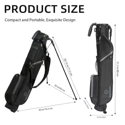 Small Golf Stand Bag Lightweight Golf Easy Carry Bag with Strap and Stand for The Driving Range, Par 3 and Executive Courses Small Golf Bags for Men or Women. - color: BLACK/GREY