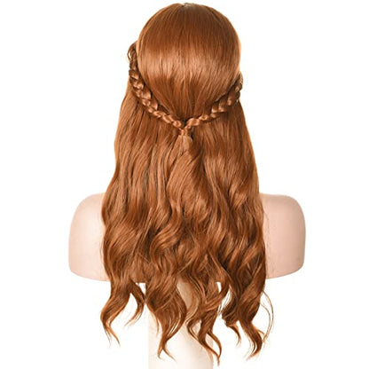 Long Wavy Brown Natural Synthetic Hair Braided Wigs for Women Halloween, Cosplay, Costume, Party - color: Brown, size: Long