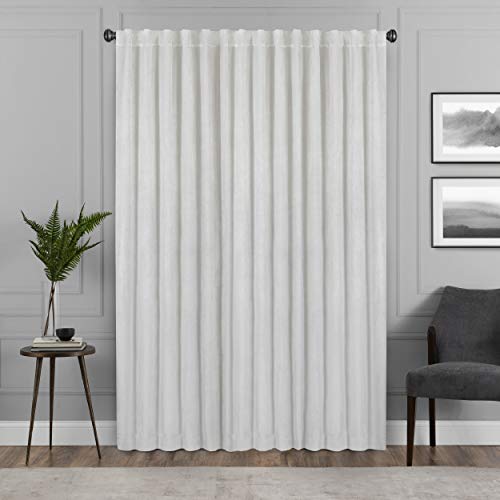 Eclipse Absolute Zero Harper Velvet Blackout Thermal Insulated Rod Pocket Curtains for Bedroom, Single Panel, 50" x 63", Snow - color: Snow, size: 50"W x 63"L (Pack of 1)