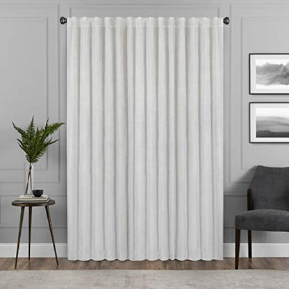 Eclipse Absolute Zero Harper Velvet Blackout Thermal Insulated Rod Pocket Curtains for Bedroom, Single Panel, 50" x 63", Snow - color: Snow, size: 50"W x 63"L (Pack of 1)