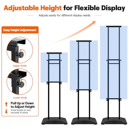 2 Pack Pedestal Poster Stands for Display, Adjustable Heavy Duty Poster Board Stand Height Up to 80", Double-Sided Floor Standing Sign Holder for Foam Board & Banner Signs, Black - size: 2Pack Pedestal Poster Stand