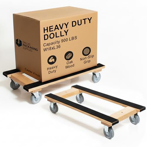 Dolly Cart Heavy Duty for Furniture Moving with 4 Wheels H Frame Oak | Full Length Rubber Tread Dual Rail | 18x38 - size: 18x36