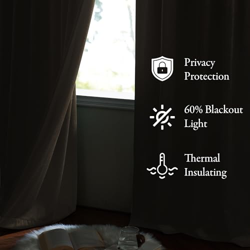 KGORGE Taupe Velvet Curtains 96 inches 2 Panels, Elegant Velvet Blackout Curtains for Bedroom Living Room, Soft Room Darkening Thermal Insulating Window Drapes, Back Tab Rod Pocket, W 52 x L 96 | Soft Darkening Thermal Insulating Window Drapes for Living