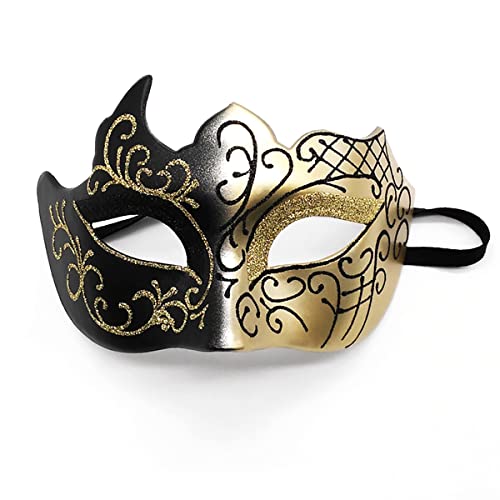 Masquerade Mask for Men Women Couple, Venetian Carnival Mask for Mardi Gras, Halloween, Party Prom Ball Costume - color: Gold