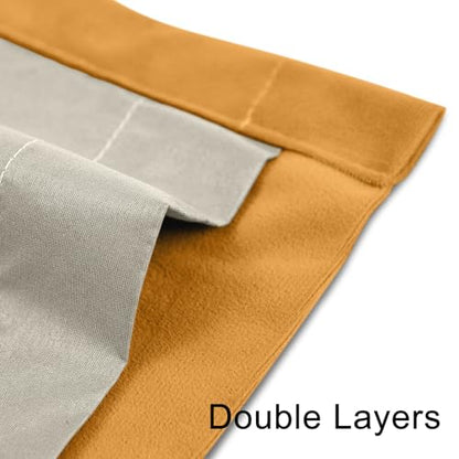 100% Full Blackout Velvet Curtains with Liner 52x96 Golden Yellow - color: Golden Yellow, size: 52"W x 96"L (Pack of 2)