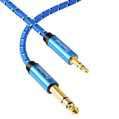 1/4" to 3.5mm Stereo Cable, 3.5mm to 1/4 inch TRS Adapter Cable, aux to Quarter inch Cord Lead with Extra Durable Nylon Braid Gold Plated 6 Feet 1.8 Meter