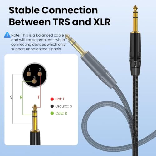 XLR to 1/4, TRS to XLR Male 3ft, Quarter Inch (6.35mm) to XLR Nylon Braided - size: XLR Male 3ft 1Pack