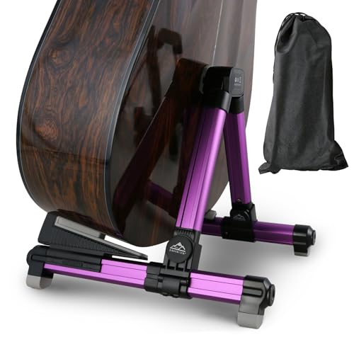 EASTROCK Portable Tripod A Frame Aluminium Music Stand,Purple | Folding Guitar Stand,for Acoustic Electric Guitars, Bass, Violin, Ukulele, Banjo - color: purple
