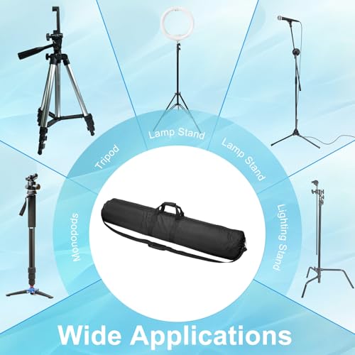 PATIKIL Tripod Carrying Case, 43.3" x 7.9" Heavy Duty Nylon Padded Tripod Bag with Adjustable Shoulder Straps and Handles for Light Stands Umbrellas Tripods Mic Speaker Stand, Black - size: 43.3" x 7.9"
