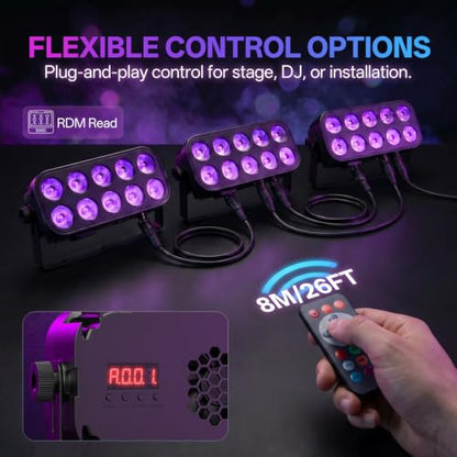 LED Stage Light Bar, 40W LED 4in1 RGBW Wash Lights Bar with Sound Activated DMX Stage Lighting Uplights for Events Wedding Party Church Disco DJ Dance 1Pack