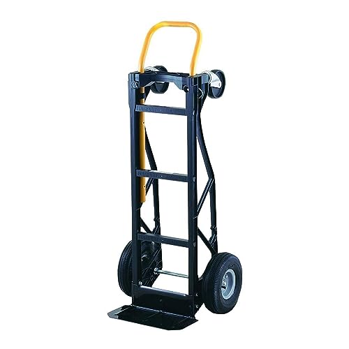 Harper Trucks 700 lb Capacity Glass Filled Nylon Convertible Hand Truck and Dolly with 10" Pneumatic Wheels , Black with yellow handle - PGDYK1635PKD - style: Style is 10" Pneumatic Wheels
