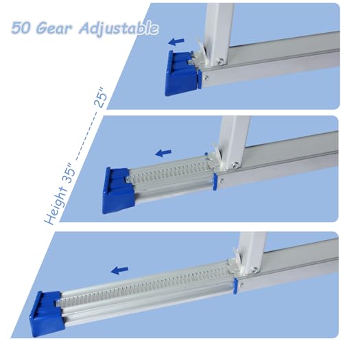 Work Platform 39"x12",50 Gear Adjustable Height 25 to 35 inches Portable Folding Aluminum Step Ladder of Capacity 330 Lbs Heavy Duty | Adjustable Height 25 to 35 inches, Portable Foldable, 330 Lbs Capacity, Heavy Duty,Step Ladder - size: Adjustable 12"(W)