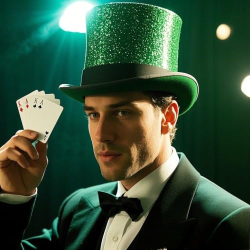 Top Hat for Men Women Adult, Magician Victorian Pilgrim Theatrical Clown Bowler Tailcoat, Cosplay Costume - color: Green