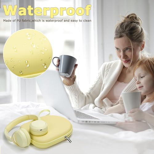Ginsco Case Compatible with Sony WH-CH520 Wireless Headphones Bluetooth On-Ear Headset with Microphone, with JBL Tune 510BT/520BT/500BT/Junior 320 Ultra-Slim Case for On Ear Headphones (Butter Yellow) - color: Butter Yellow