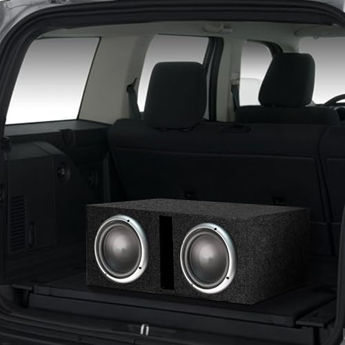 QPower QBASS Dual 12" Car Audio Subwoofer Box, Charcoal Gray Carpet Finish | MDF Woofer Enclosure, Single Slot Port Vent, Deep Bass Sound System for Truck and Stereo