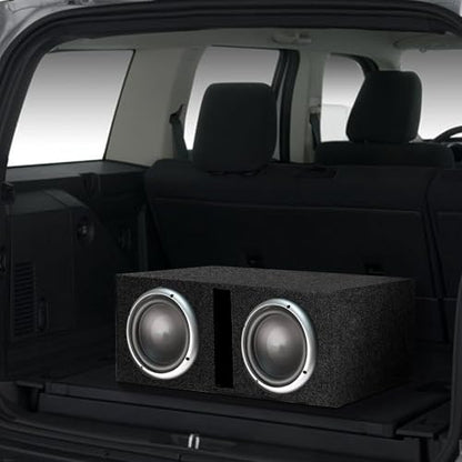 QPower QBASS Dual 12" Car Audio Subwoofer Box, Charcoal Gray Carpet Finish | MDF Woofer Enclosure, Single Slot Port Vent, Deep Bass Sound System for Truck and Stereo