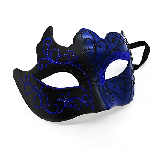 Masquerade Mask for Men Women Couple, Venetian Carnival Mask for Mardi Gras, Halloween, Party Prom Ball Costume - color: Blue