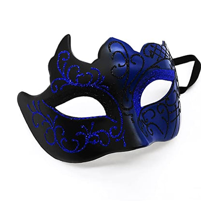 Masquerade Mask for Men Women Couple, Venetian Carnival Mask for Mardi Gras, Halloween, Party Prom Ball Costume - color: Blue