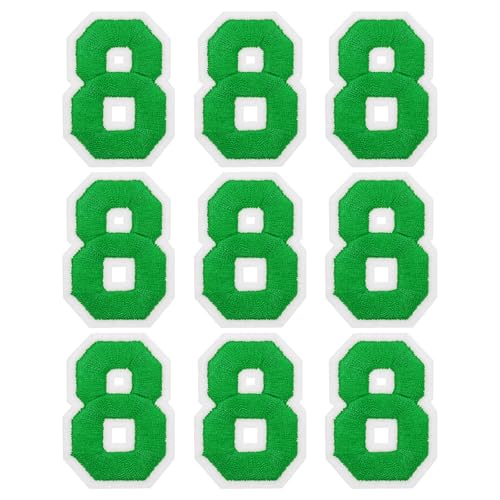 MECCANIXITY Iron on Number Patches 2" Number 8 Iron on Embroidered Patch Sew on Letter Stickers Applique for Repairing Clothing Jeans Shoes Hats DIY(Green, Pack of 9) - style: Number 8
