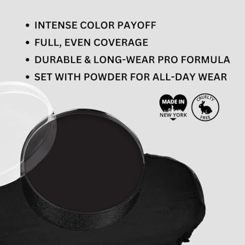 Mehron Makeup Color Cup Greasepaint - BLACK, Face & Body Paint | High-Pigment, Long-Wear Cream Face Paint Makeup for Theater, Halloween, Cosplay, & More. Cruelty Free & Made in the USA. - color: Black