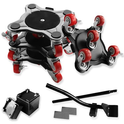 Carbon Steel Furniture Dolly Moving, 2200LBs Capacity Heavy Duty | Anti-tilt, TPE quiet & floor-safe 5 Wheels, for heavy moves fridge, couch, desk, piano, sofa - size: XL 550 lbs each (2,200 lbs total for 4)