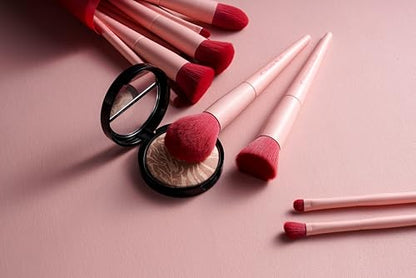 BS-MALL Makeup Brush Set 18 Pcs Premium Synthetic Foundation Powder Concealers Eye shadows Blush Makeup Brushes with black case (Pink Red) - color: Pink Red