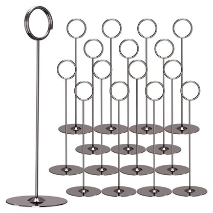 ERYTLLY 16PK Place Card Holders 8 Inch Table Number Holders Table Card Holders Steel Card Holders for Birthdays,Weddings,Photos, Food Signs, Memo Notes, Restaurants (Black) - color: Black