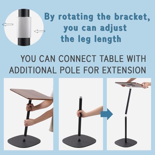Japard Small Standing Desk 18-47 Inch, Adjustable Height Portable Laptop Stand, Mini Floor Table, Natural Wood Black Brown - color: Brown X Black