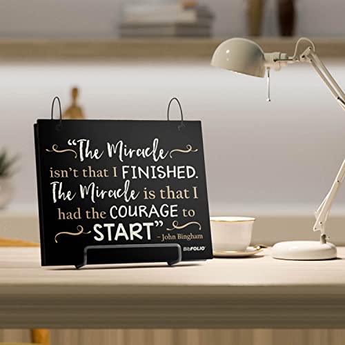 Gone For a Run BibFOLIO Race Bib Album - The Miracle Isn't That I Finished | Wood Cover, Twist Cable Rings, Race Bib Holder, Holds Up to 100 Bibs, Includes 12 Vinyl Sleeves, Marathon Runner Gift - color: The Miracle Isn't That I Finished