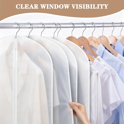 20 Pack Translucent Garment Bag,PEVA Hanging Clothes Cover,24"x43" Suit Dress Bag for Closet Storage Travel - color: Translucent