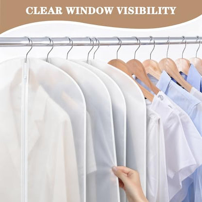 20 Pack Translucent Garment Bag,PEVA Hanging Clothes Cover,24"x43" Suit Dress Bag for Closet Storage Travel - color: Translucent