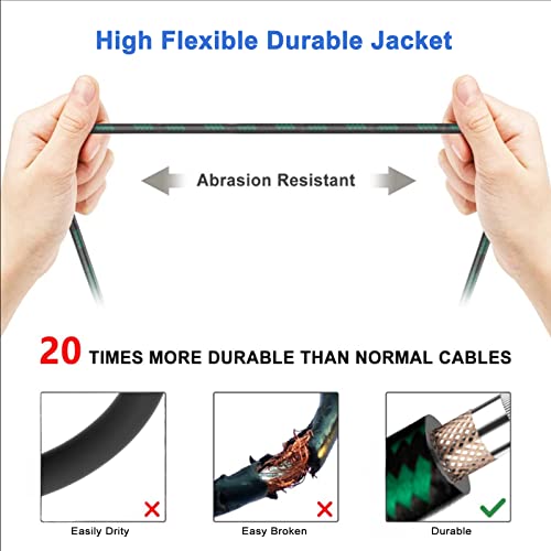 XLR Female to 1/4 Cable 10ft 3 Meter Green Braided | Balance 6.35mm TRS Plug to 3-pin XLR Female Cannon Mic Cable - color: Green TRS to XLR female, size: 10ft