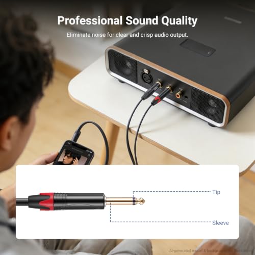 NEEWER 3.5mm 1/8 TRS to 1/4 Dual 6.35mm TS Breakout Cable, 3 ft Male to Male Stereo Audio Splitter Cord Adapter for Phone Tablet Laptop Computer Mixer Speaker Studio Monitor PA System, MS027 - size: 3.5mm（91cm）, style: Dual TS Male