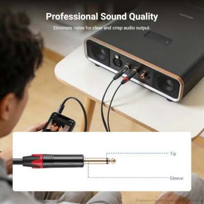 NEEWER 3.5mm 1/8 TRS to 1/4 Dual 6.35mm TS Breakout Cable, 3 ft Male to Male Stereo Audio Splitter Cord Adapter for Phone Tablet Laptop Computer Mixer Speaker Studio Monitor PA System, MS027 - size: 3.5mm（91cm）, style: Dual TS Male